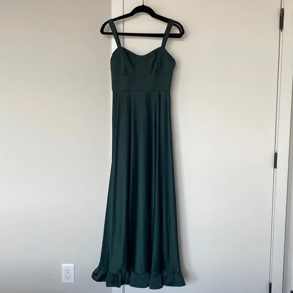 green dress formal Green Beaded V-neckline Straps Tulle Long Formal Dress, Dark Green A-L   Cutedressy